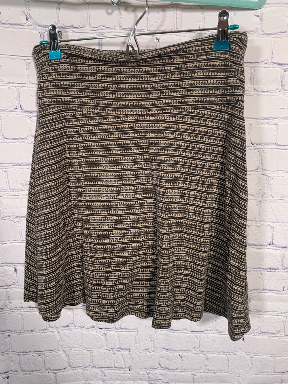 Toad&Co Womens Striped Mini Skirt Organic Tan Black Size S Outdoor Casual Hiking